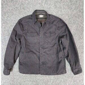 Faherty Shacket Men's Sz M Gray Button Front Cotton Canvas LINED